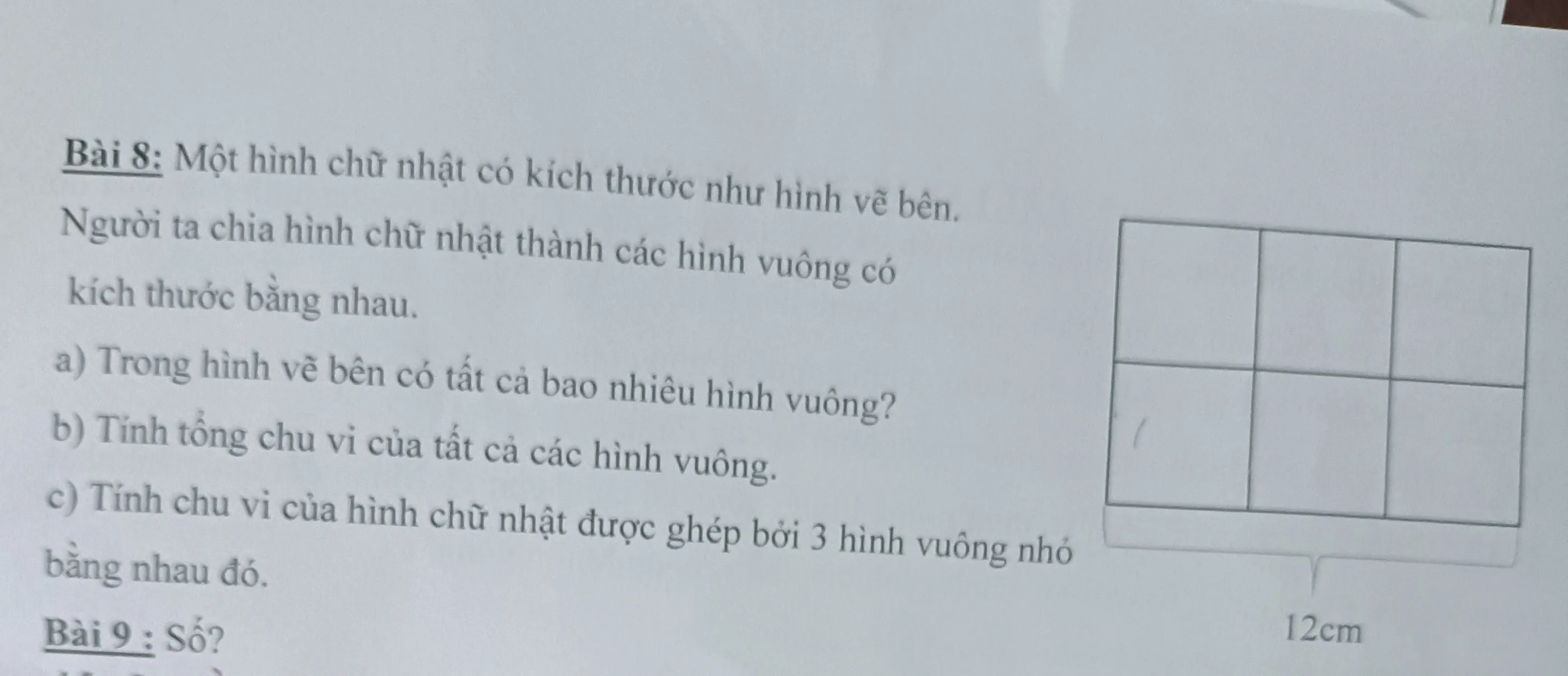 Một miếng bìa hình vuông có độ dài cạnh 70 cm Người ta cắt đi bốn góc theo  các hình vuông nhỏ có độ dài cạnh 15 cm hình vẽ  Toán